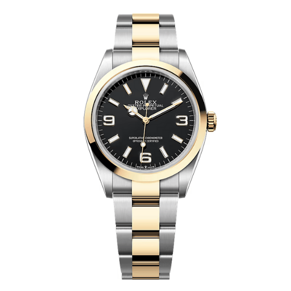Rolex Explorer Two Tone Yellow Gold 124273 36mm Yellow Gold Black Dial – VIP Version