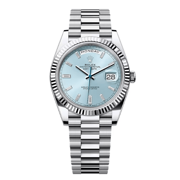 Rolex Day Date Sliver Ice Blue Dial 228236 40mm 180gram – VIP Version