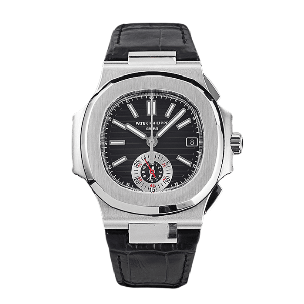 Patek Philippe Nautilus Chronograph 5980/1A-014 40.5mm Black Dial with Leather Strap – VIP Version