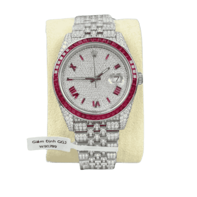Rolex Datejust 41mm Custom Benzel Sapphire Full Moissanite Hongkong – Customize Diamod