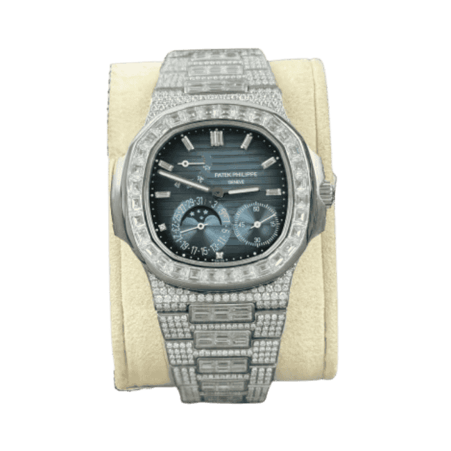Patek Philippe Nautilus 5712/1A 40mm Custom Full Moissanite Baguette HongKong – Customize Diamod