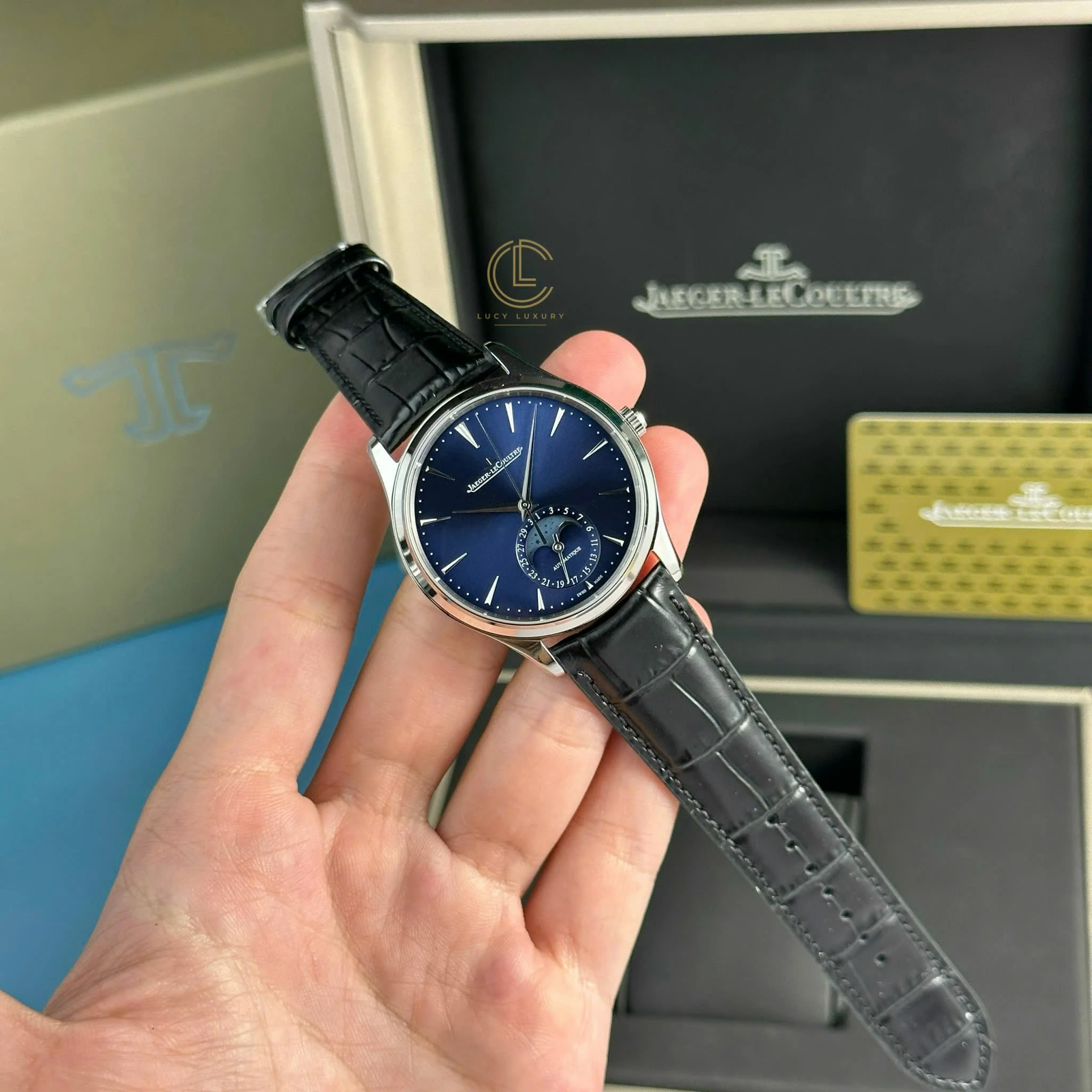 Jaeger Lecoultre Master UltraThin Moon 40mm Blue Dial Steel – VIP Version